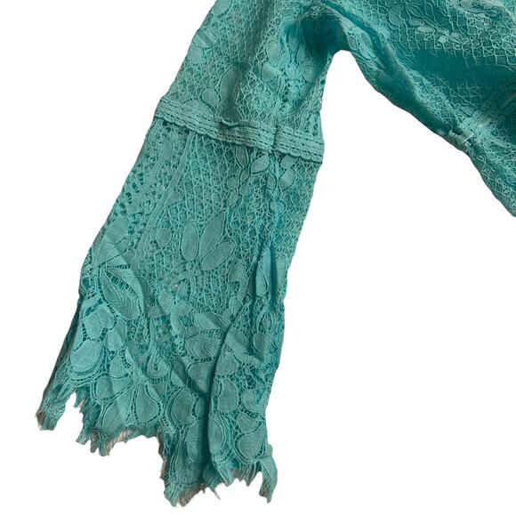 Colleen Lopez Baby Blue Lace Bell Sleeve Dress Size Medium nwt - Picture 3 of 8